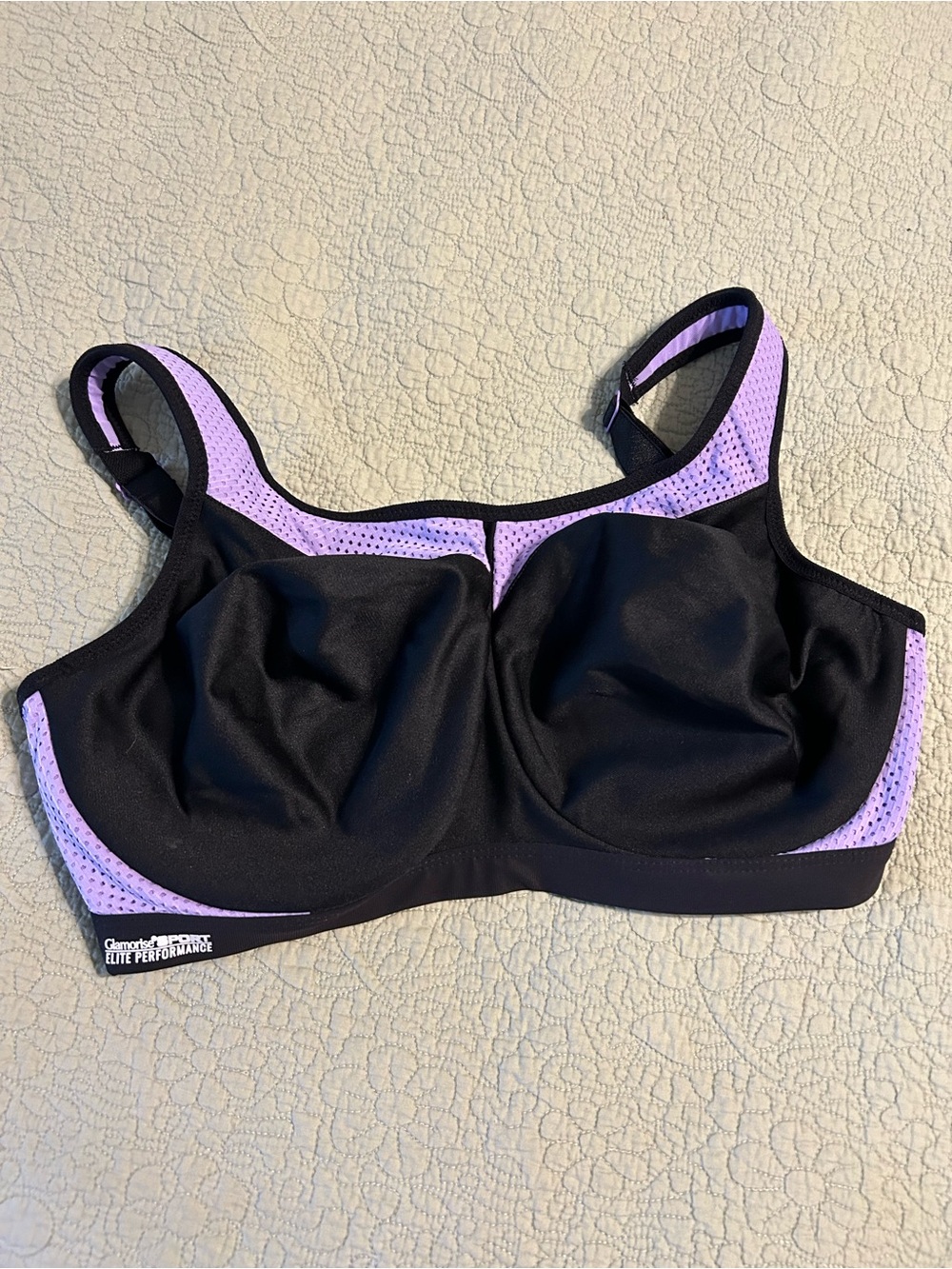 Glamorise Sports Elite Performance Black and Lavender Sports Bra